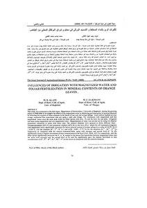 Effects Of Irrigation With Magnetized Water And Foliar Fertilization On The Elements Content Of Local Orange Leaves Book 927