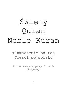Holy Quran In Polish