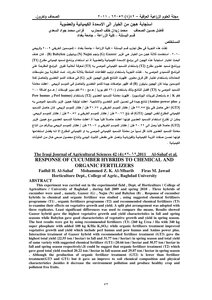 Agricultural And Industrial Research Response Of Hybrids From Cucumber To Chemical And Organic Fertilizers Book 46