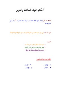 أحكام النون الساكنة والتنوين