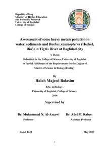 تقييم التلوث ببعض العناصر الثقيلة في مياه ورواسب وسمك القطان Barbus Xanthopterus في نهر دجله عند مدينة بغداد