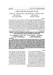 Effect Of Potassium Fertilizer On The Growth Of Yield Of Two Types Of Cotton Book 833