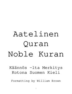 Holy Quran In Finnish