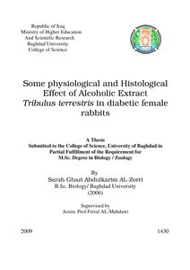 رسالة ماجستير بعض التأثيرات الفسلجية والتشريحية للمستخلص الكحولي لنبات القطب Tribulus Terrestris على الارانب المصابة بمرض السكر