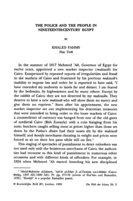 The Police And The People In Nineteenth-century Egypt