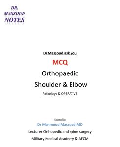 Dr Massoud mcq Orthopedic Shoulder & Elbow
