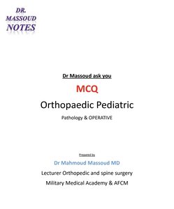 Dr Massoud mcq Orthopedic Pediatric