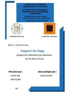 ‫‫Rapport de stage Analyse Des Vibrations Des Machines (before MÉMOIRE)