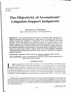 004 The Objectivity Of Accountants' Litigation Support Judgments