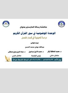 Objective Unity In The Surahs Of The Noble Qur’an - Analytical Study On The Shortness Of The Joint