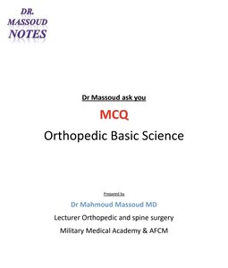 Dr Massoud mcq orthopaedic basic science