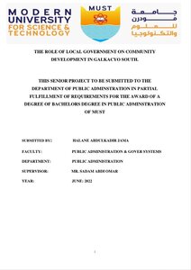 Role of local government on the Community development in Somalia