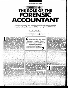 002 The Role Of The Forensic Accountant Forensic Accounting Is A Growing Source Of Fees For Accountants