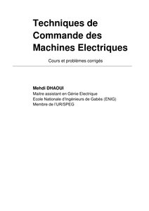 Techniques De Commande Des Machines Electriques