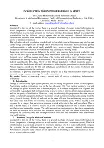 Introduction To Renewable Energies In Africa