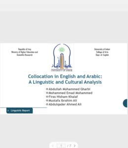 A collection in English and Arabic: linguistic and cultural analysis