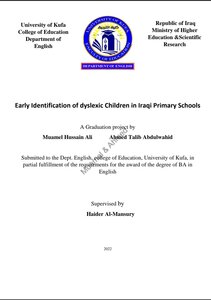 Early Identification of Dyslexic Children in Iraqi Primary Schools