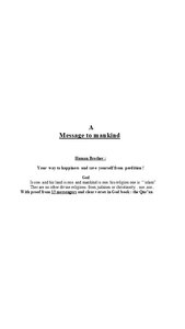 A Message to mankind
