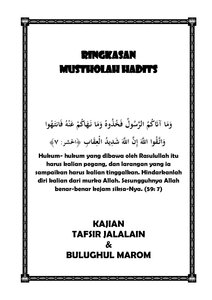 RINGKASAN MUSTHOLAH HADITS