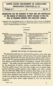 Information for the Guidance of Field Men and Cooperators of the Bureau of Biological Survey Engaged in the Control of Injurious Rodents and Predatory Animals