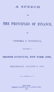 A Speech on the Principles of Finance