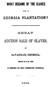 What Became of the Slaves on a Georgia Plantation? Great Auction Sale of Slaves, at Savannah, Georgia, March 2d & 3d, 1859