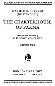 The Charterhouse Of Parma, Volume 2