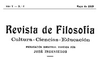 Revista de Filosofía, Año V - Nº 3 - May/1919 Cultura—Ciencias—Educación