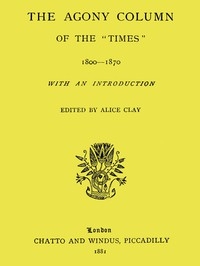 The Agony Column Of The 