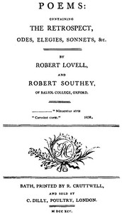 Poems: Containing The Restropect, Odes, Elegies, Sonnets, &c.