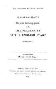 Momus Triumphans: Or, The Plagiaries Of The English Stage (1688[1687])