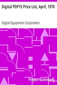 Digital Pdp15 Price List, April, 1970