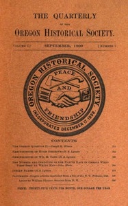 الفصلية لجمعية أوريغون التاريخية (المجلد الأول ، العدد 3)