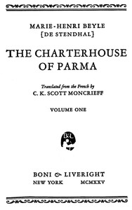 The Charterhouse Of Parma, Volume 1