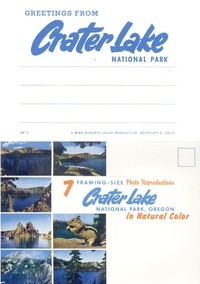 Greetings from Crater Lake National Park, Oregon 7 Framing-Size Photo Reproductions in Natural COlor