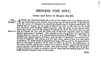 Chronicles of England, Scotland and Ireland (3 of 6): England (3 of 9) Henrie the Sixt, Sonne and Heire to Henrie the Fift