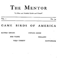 The Mentor: Game Birds Of America, Vol. 1, Num. 34, Serial No. 34