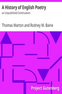 A History of English Poetry: an Unpublished Continuation