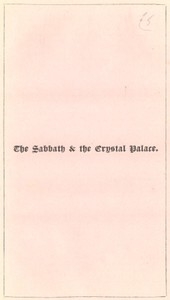 The Sabbath and the Crystal Palace