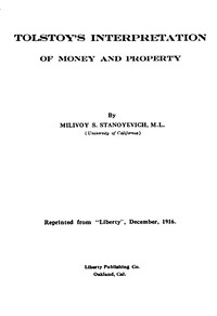 Tolstoy's interpretation of money and property