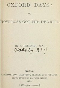 Oxford Days; Or, How Ross Got His Degree