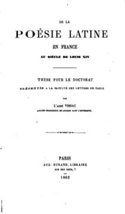 De la poésie latine en France au siècle de Louis XIV
