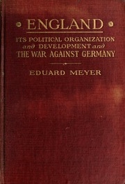 England; Its Political Organization And Development And The War Against Germany