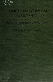Tables Of Physical And Chemical Constants And Some Mathematical Functions