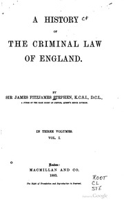 A History Of The Criminal Law Of England