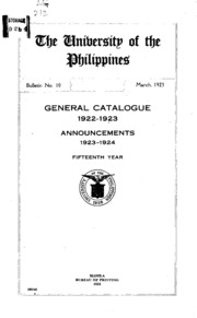 Catalogue; Announcements