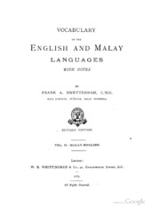 A Vocabulary Of The English And Malay Languages