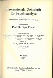 Internationale Zeitschrift für Psychoanalyse XI. Band 1925 Heft 1