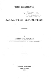 The Elements Of Analytic Geometry