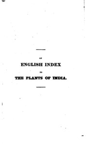 An English Index To The Plants Of India